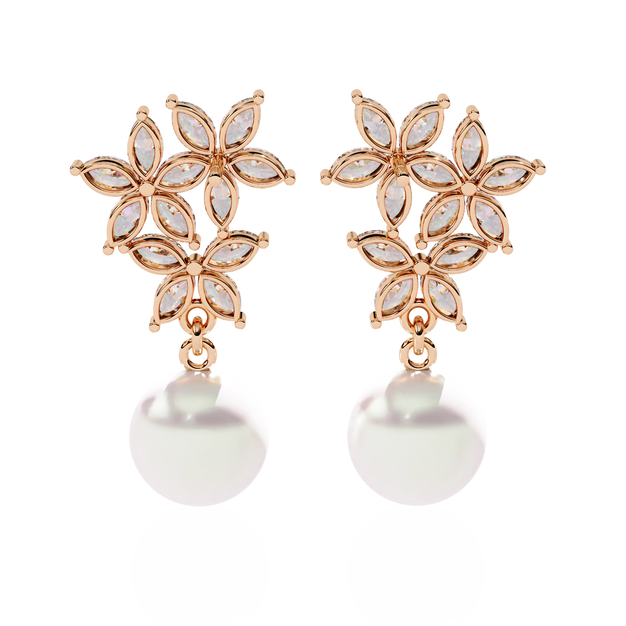 Pearl Floral Drop Earrings