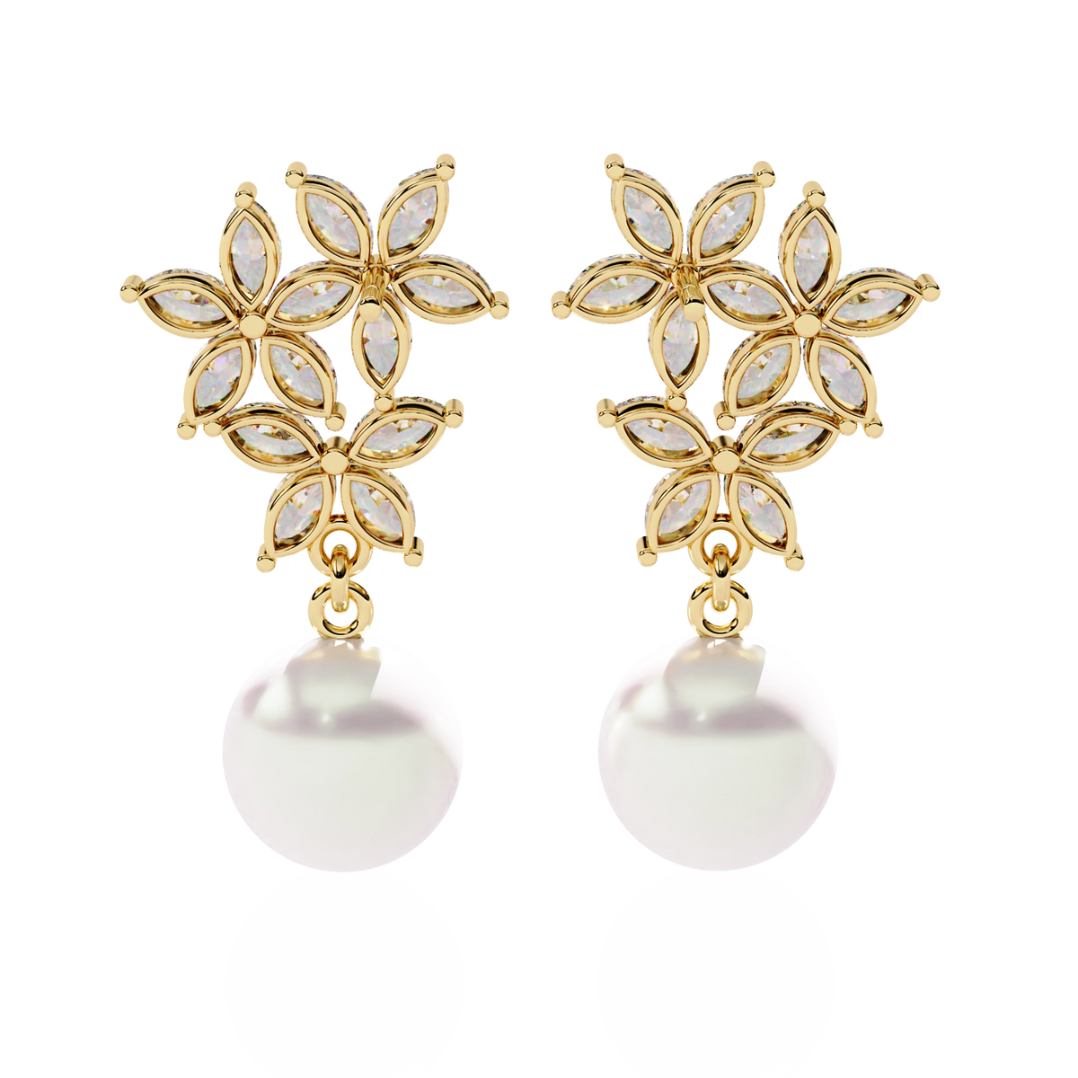 Pearl Floral Drop Earrings
