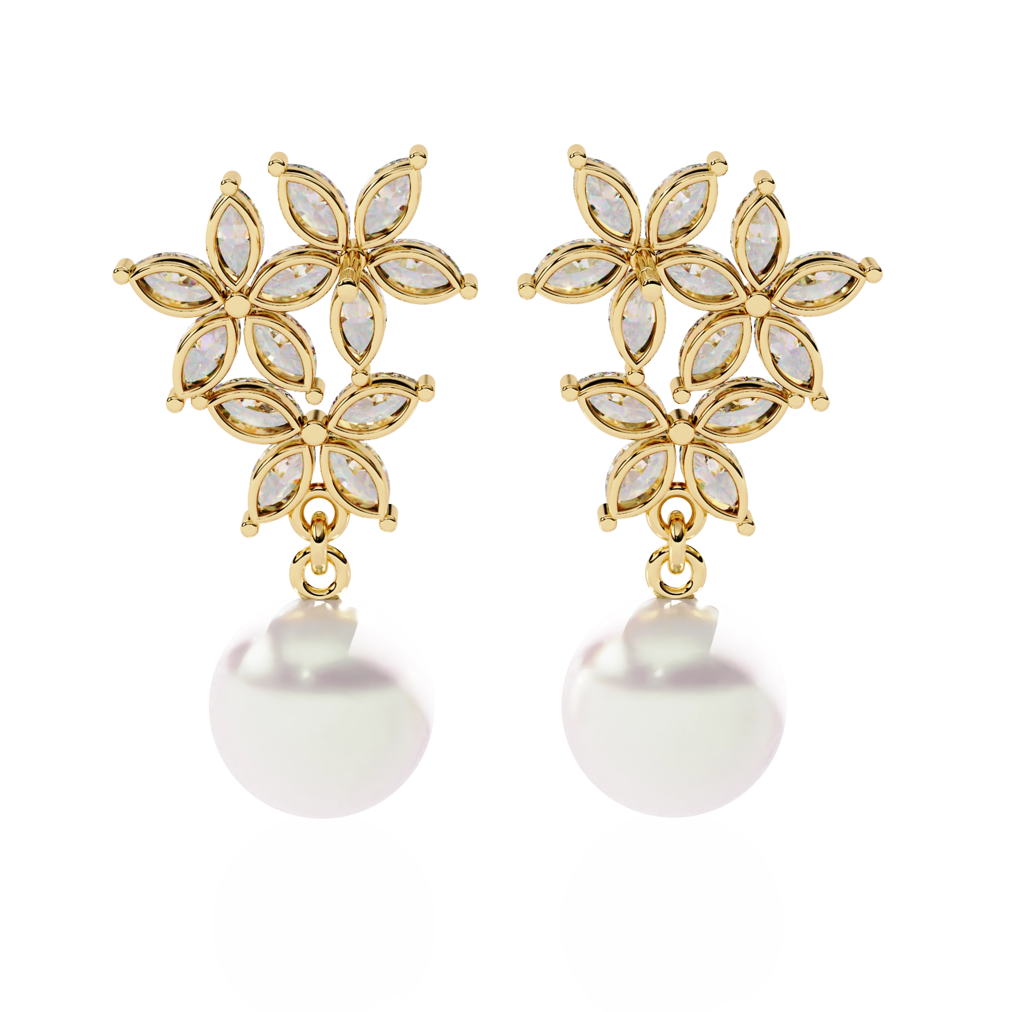 Pearl Floral Drop Earrings