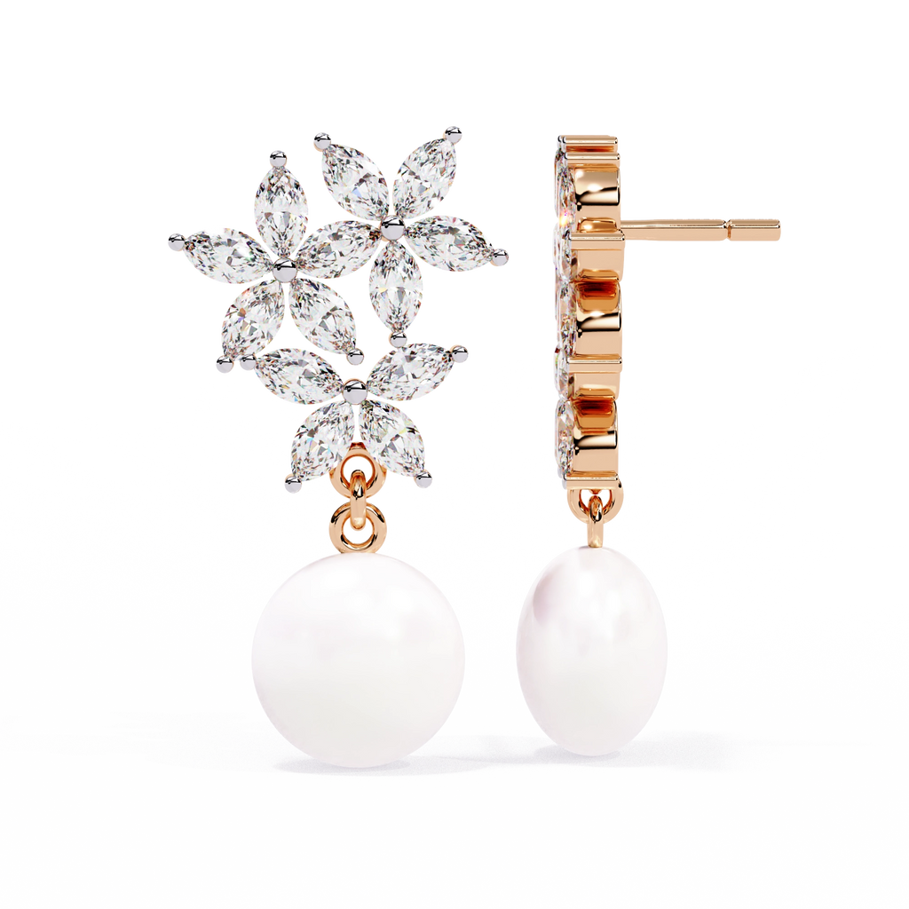 Pearl Floral Drop Earrings