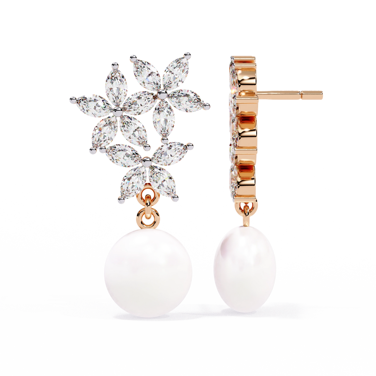 Pearl Floral Drop Earrings