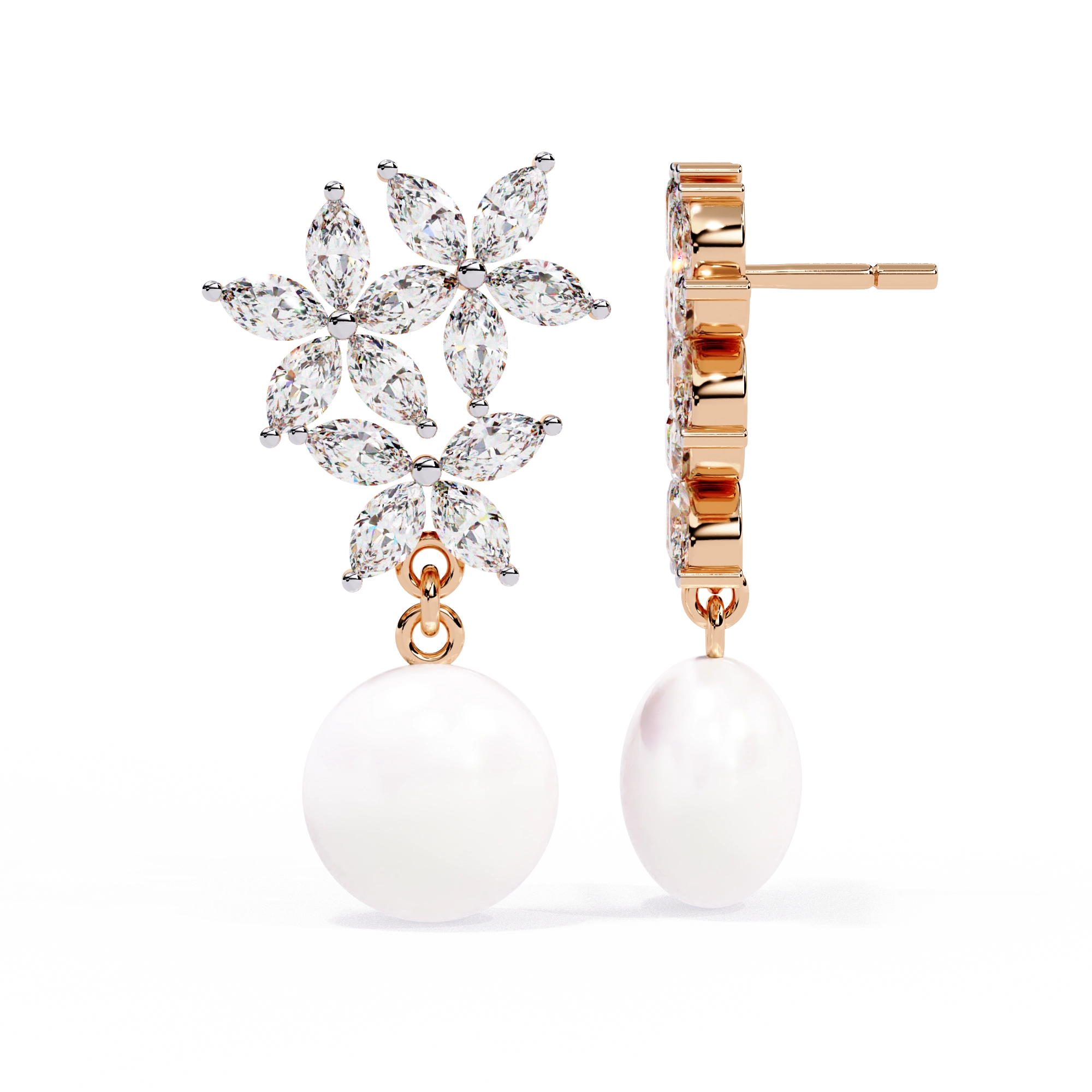 Pearl Floral Drop Earrings