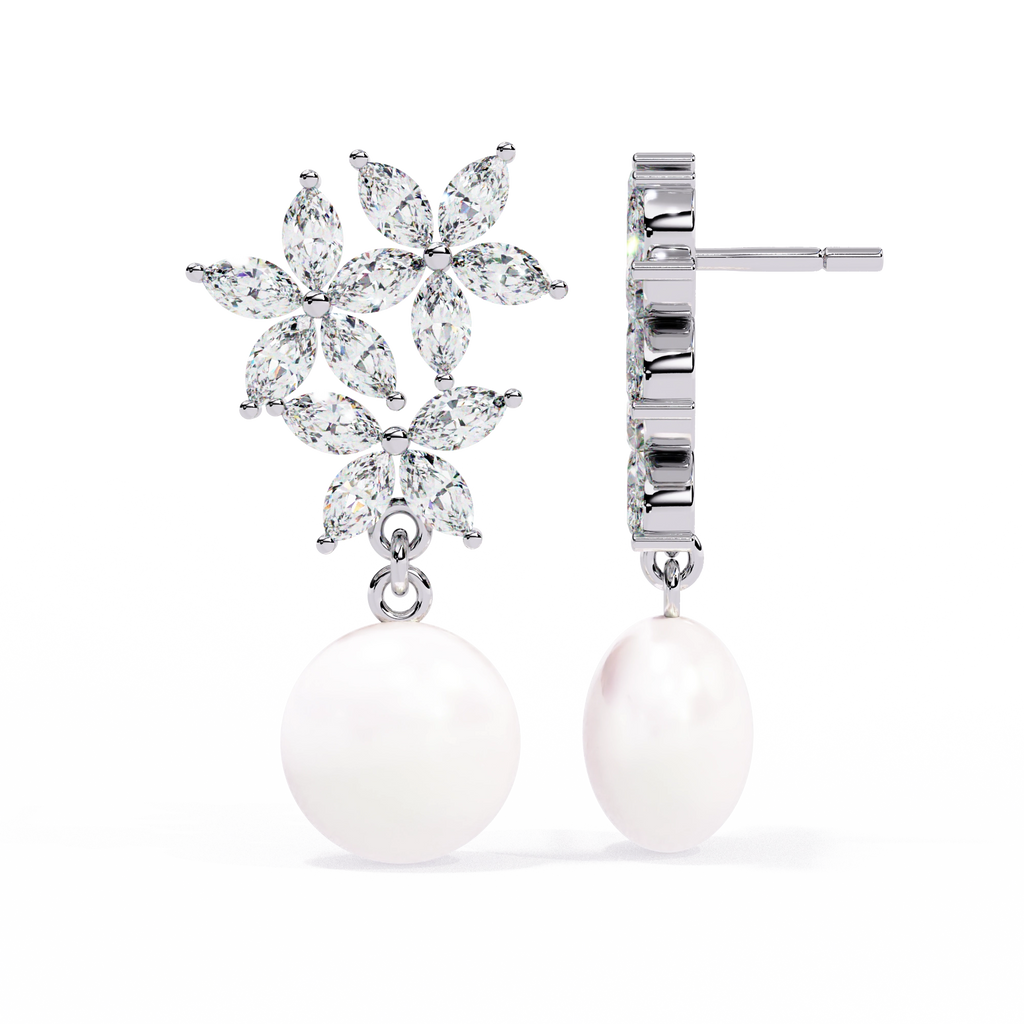 Pearl Floral Drop Earrings