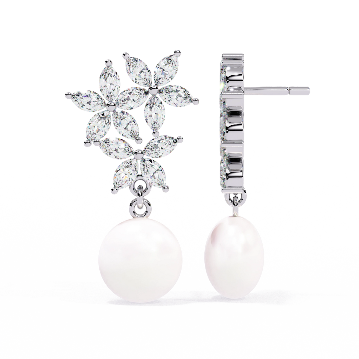 Pearl Floral Drop Earrings