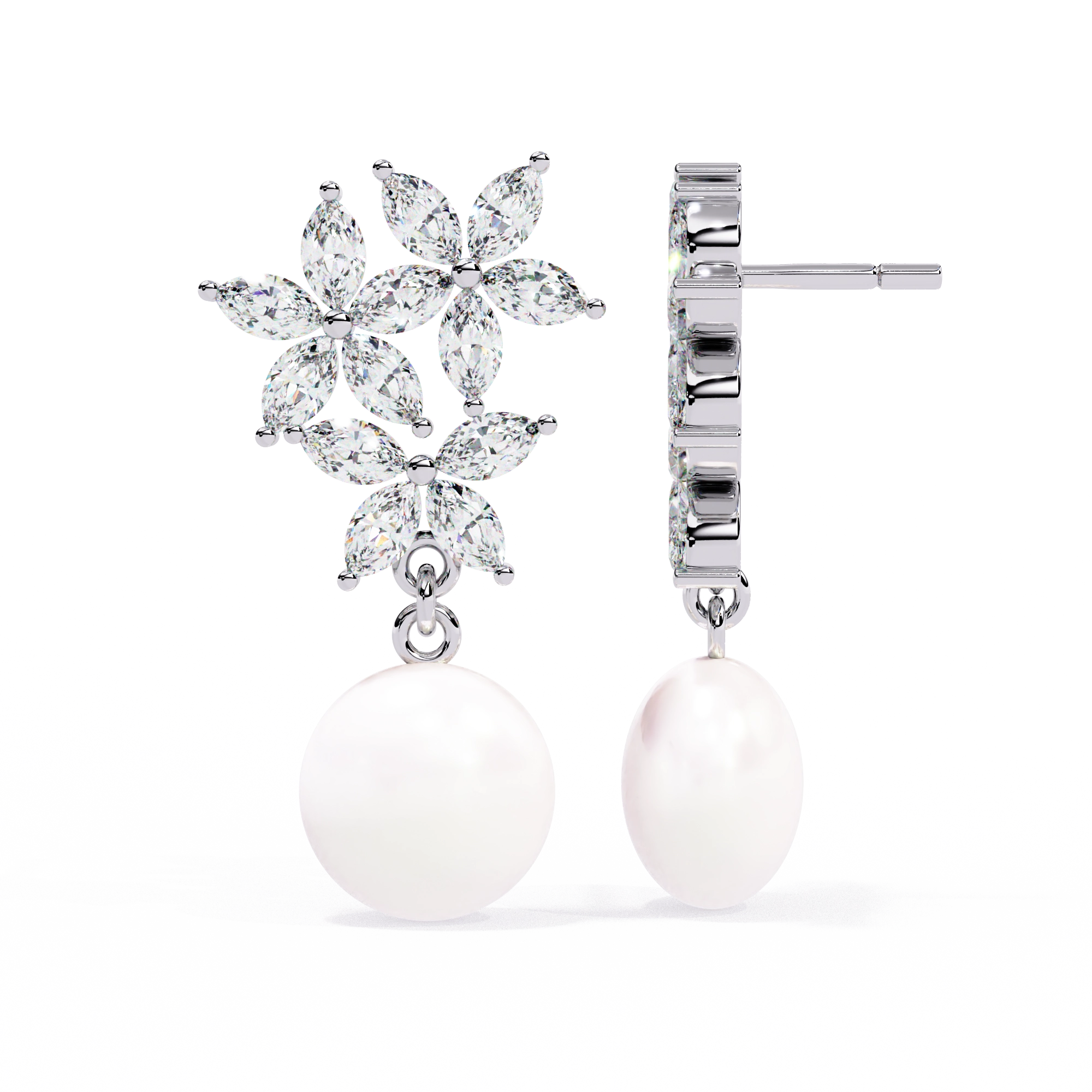 Pearl Floral Drop Earrings