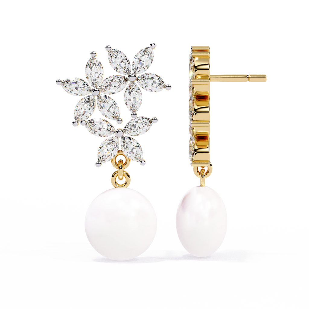 Pearl Floral Drop Earrings