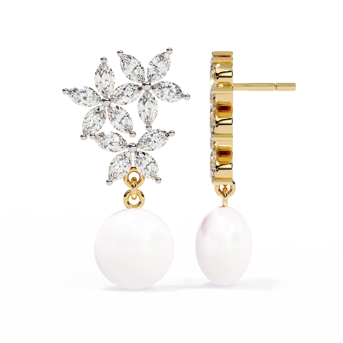 Pearl Floral Drop Earrings