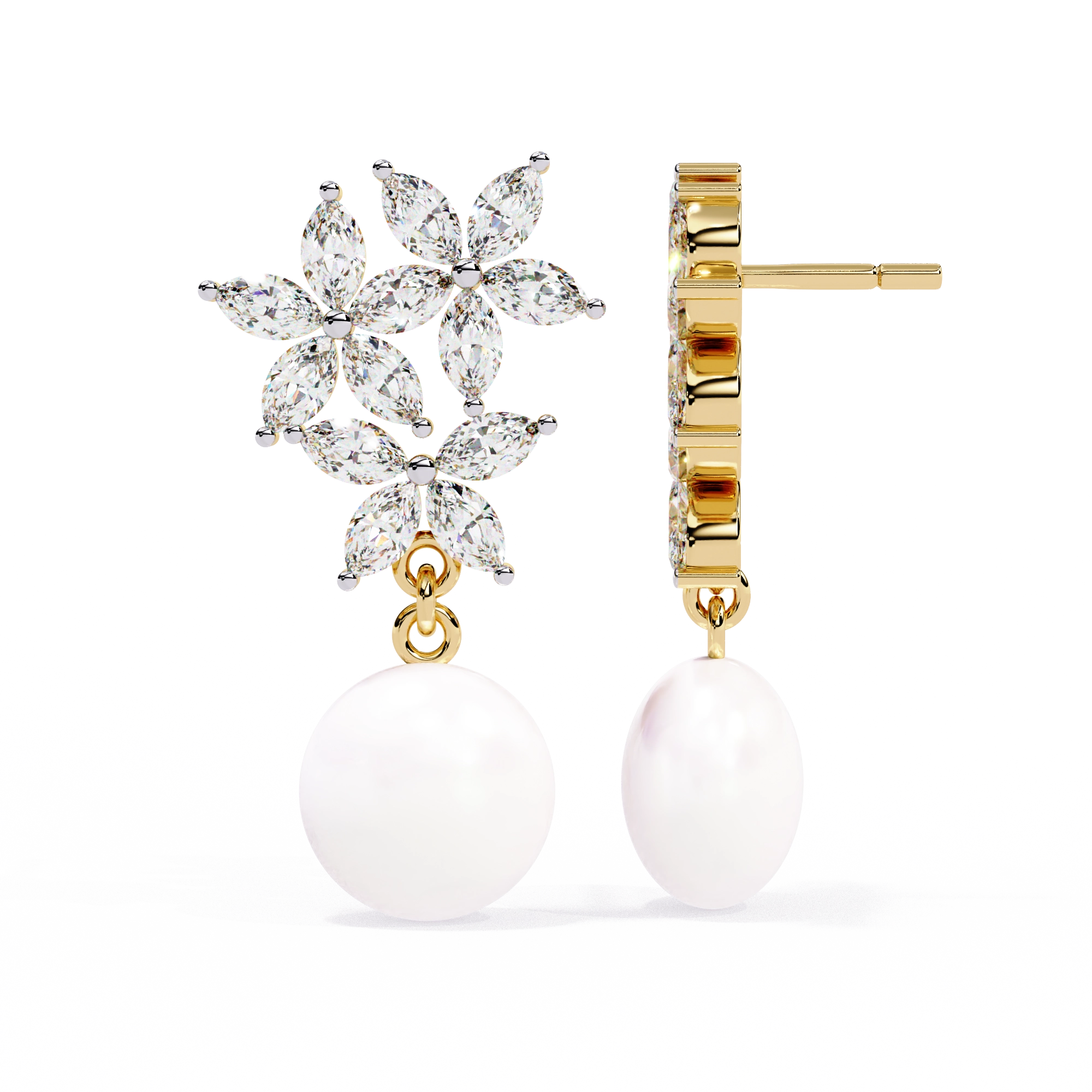 Pearl Floral Drop Earrings