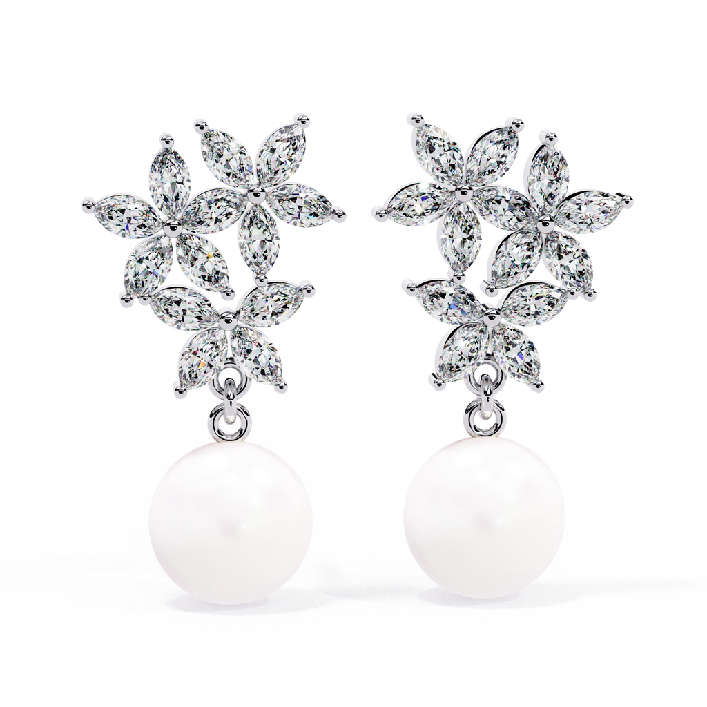 Pearl Floral Drop Earrings