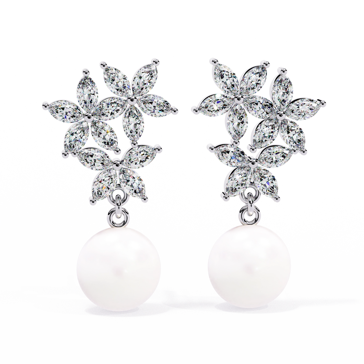 Pearl Floral Drop Earrings