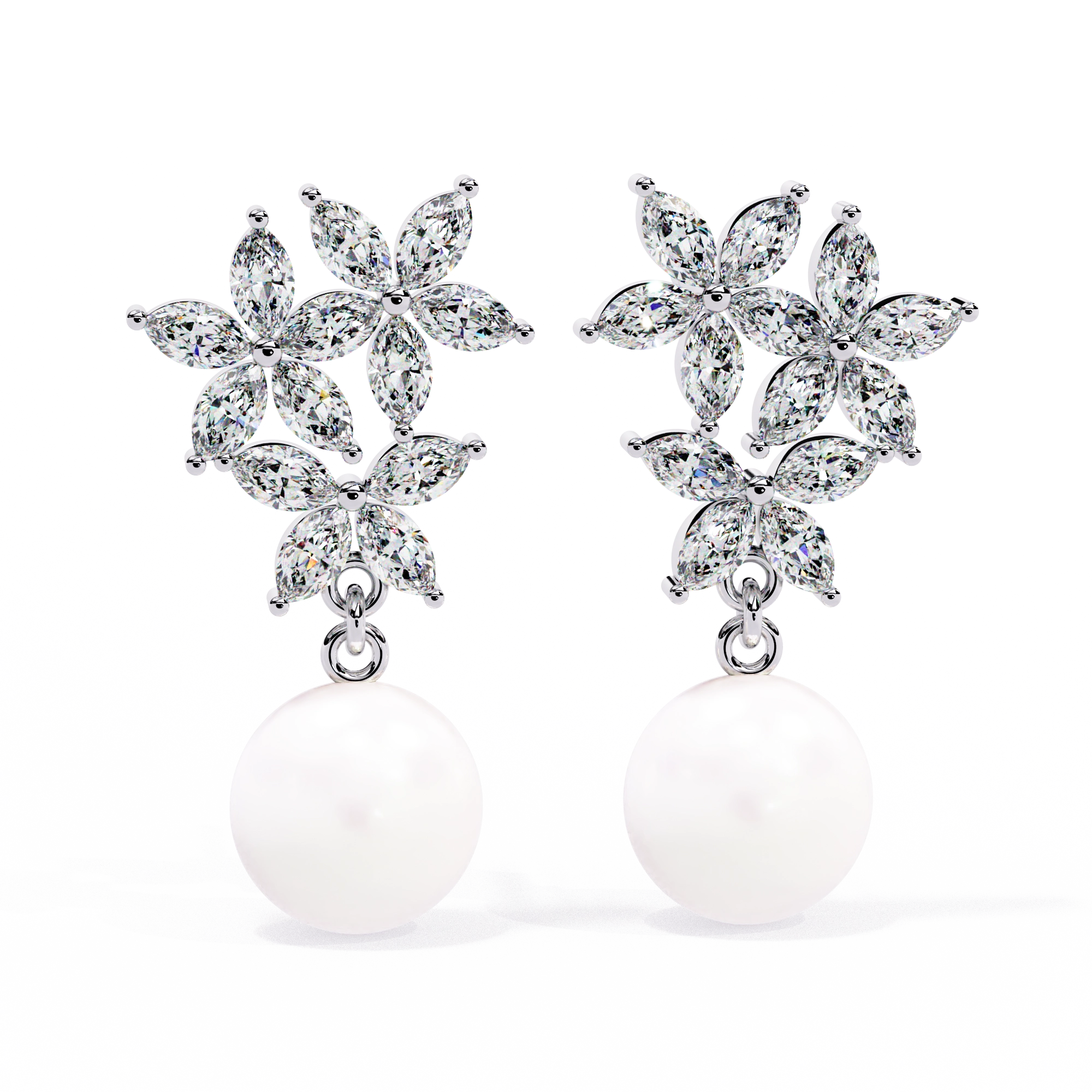 Pearl Floral Drop Earrings