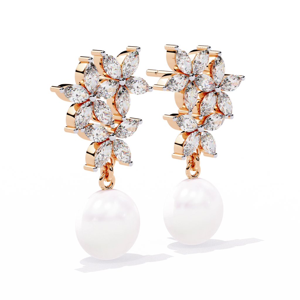 Pearl Floral Drop Earrings