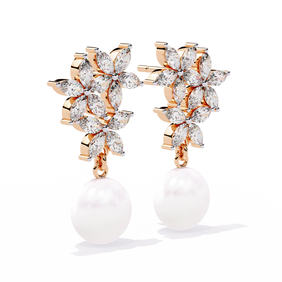 Pearl Floral Drop Earrings