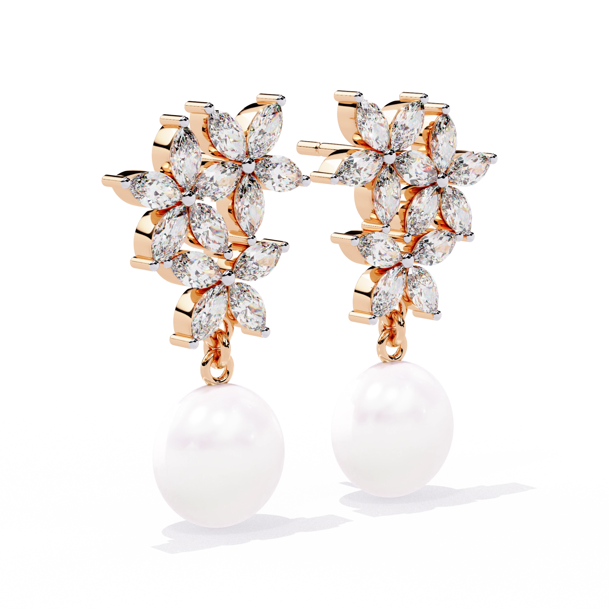 Pearl Floral Drop Earrings