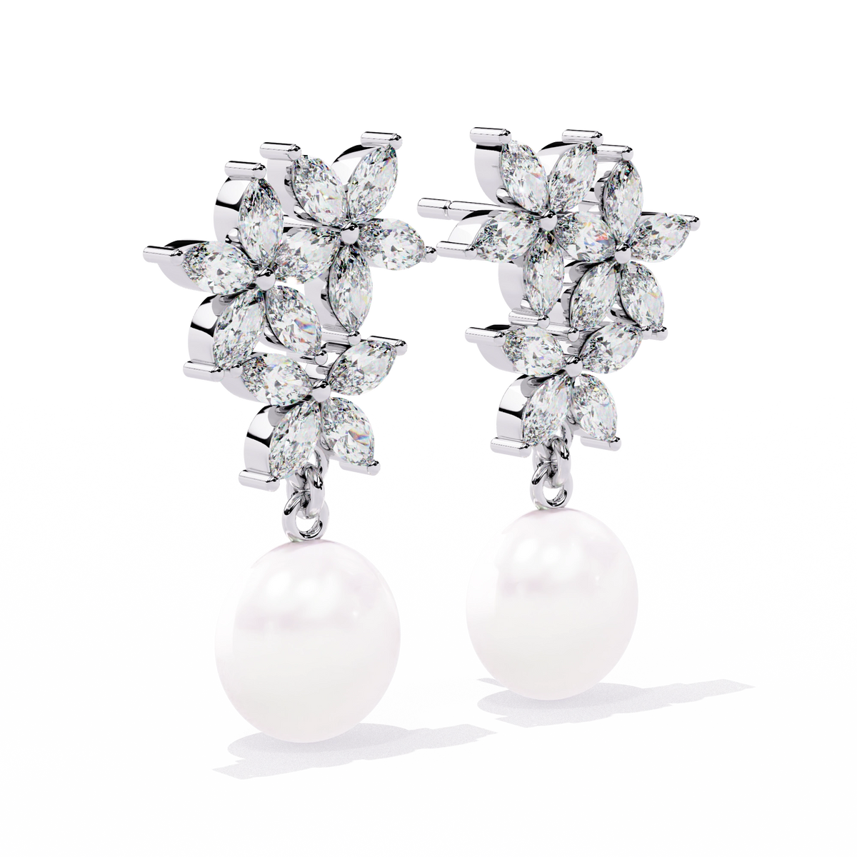 Pearl Floral Drop Earrings