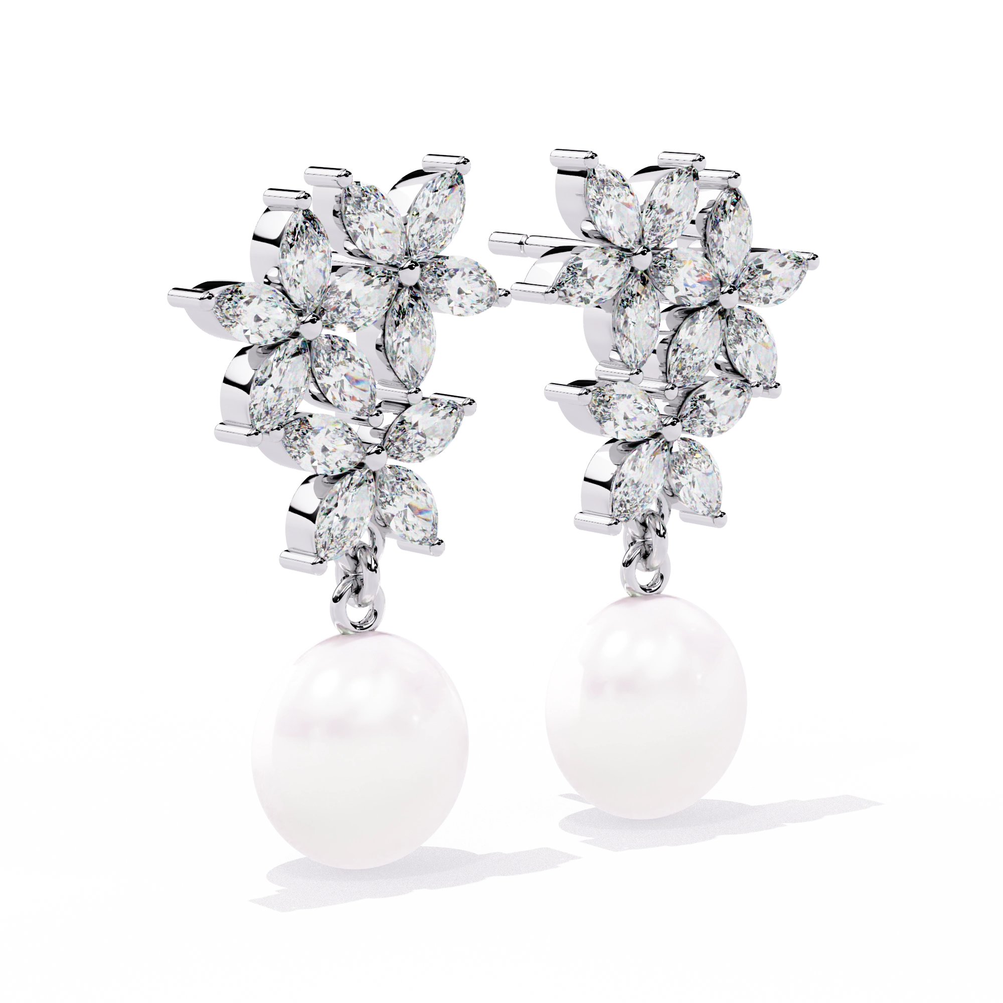 Pearl Floral Drop Earrings