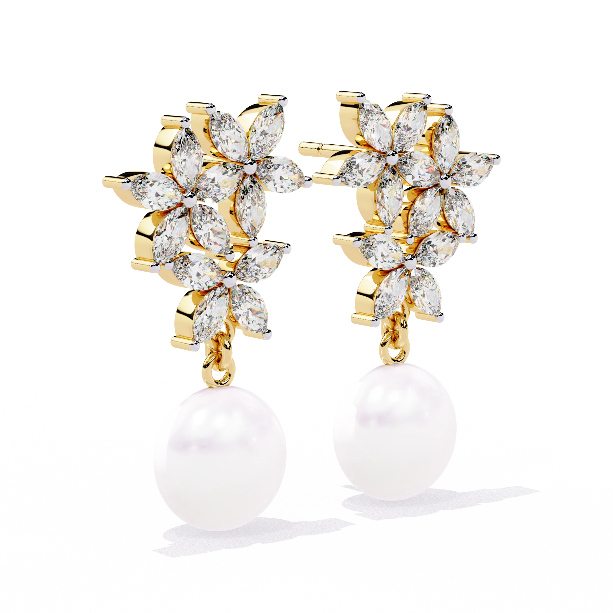 Pearl Floral Drop Earrings