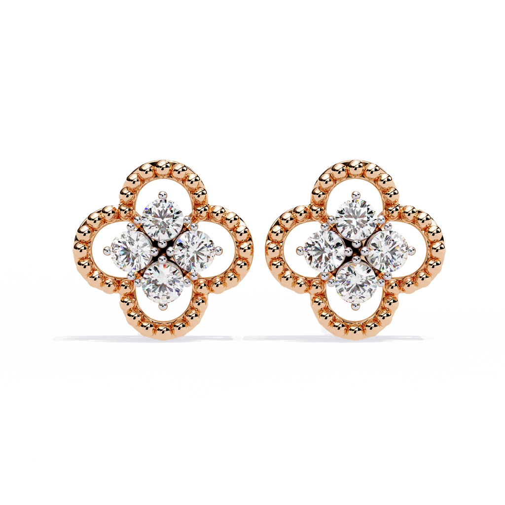 Floral Diamond Stud Earrings