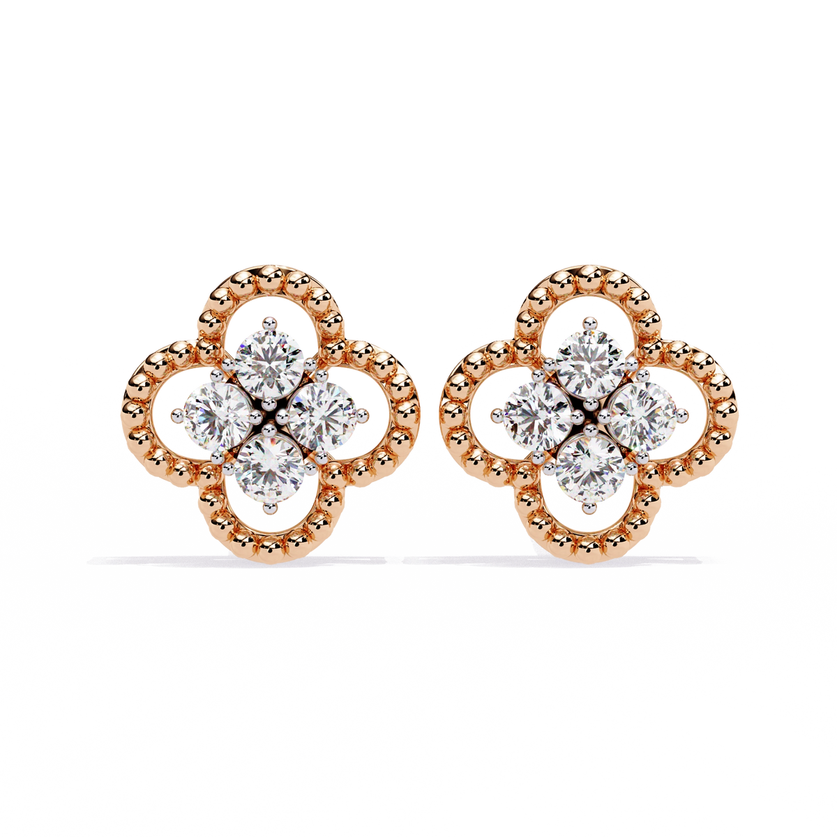 Floral Diamond Stud Earrings