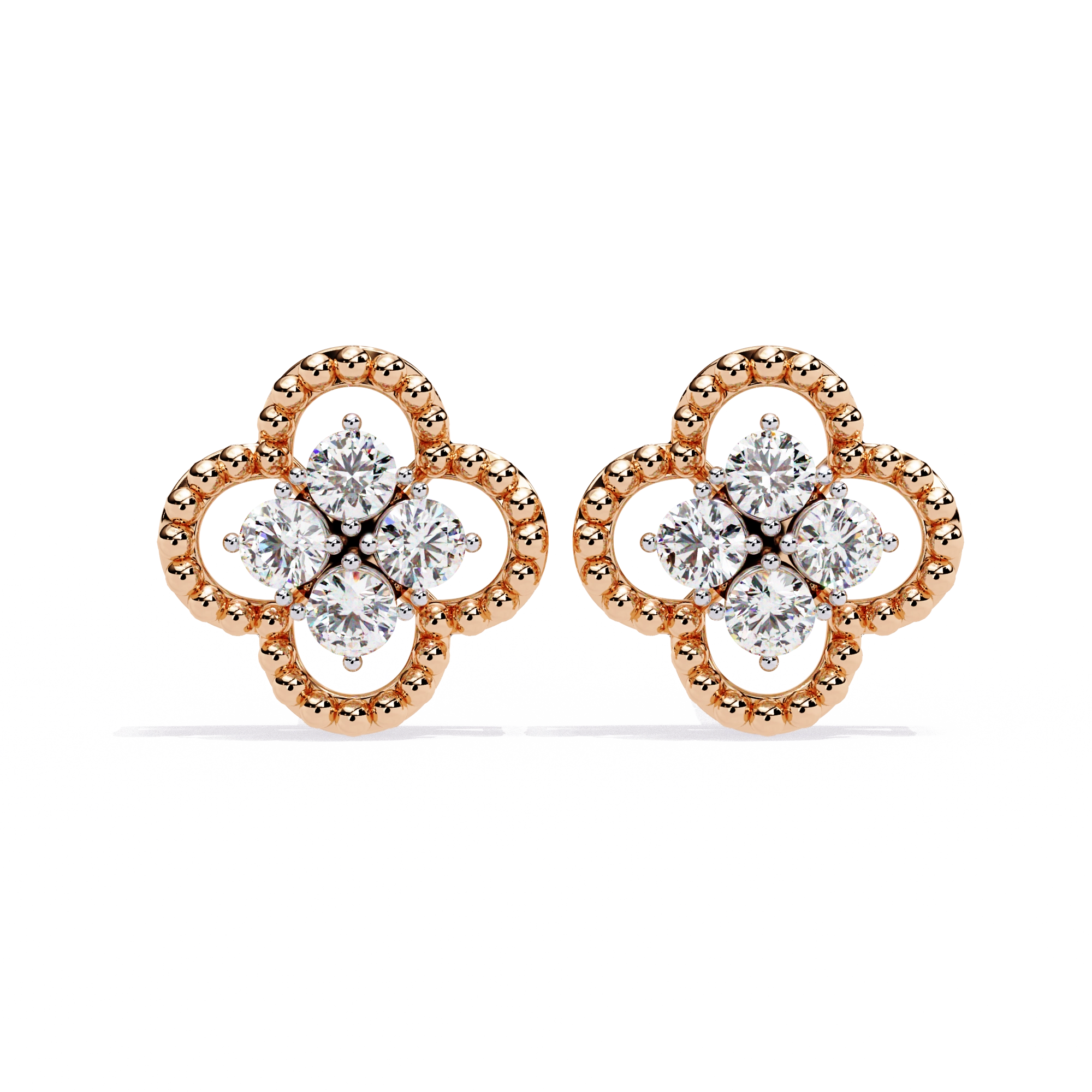 Floral Diamond Stud Earrings