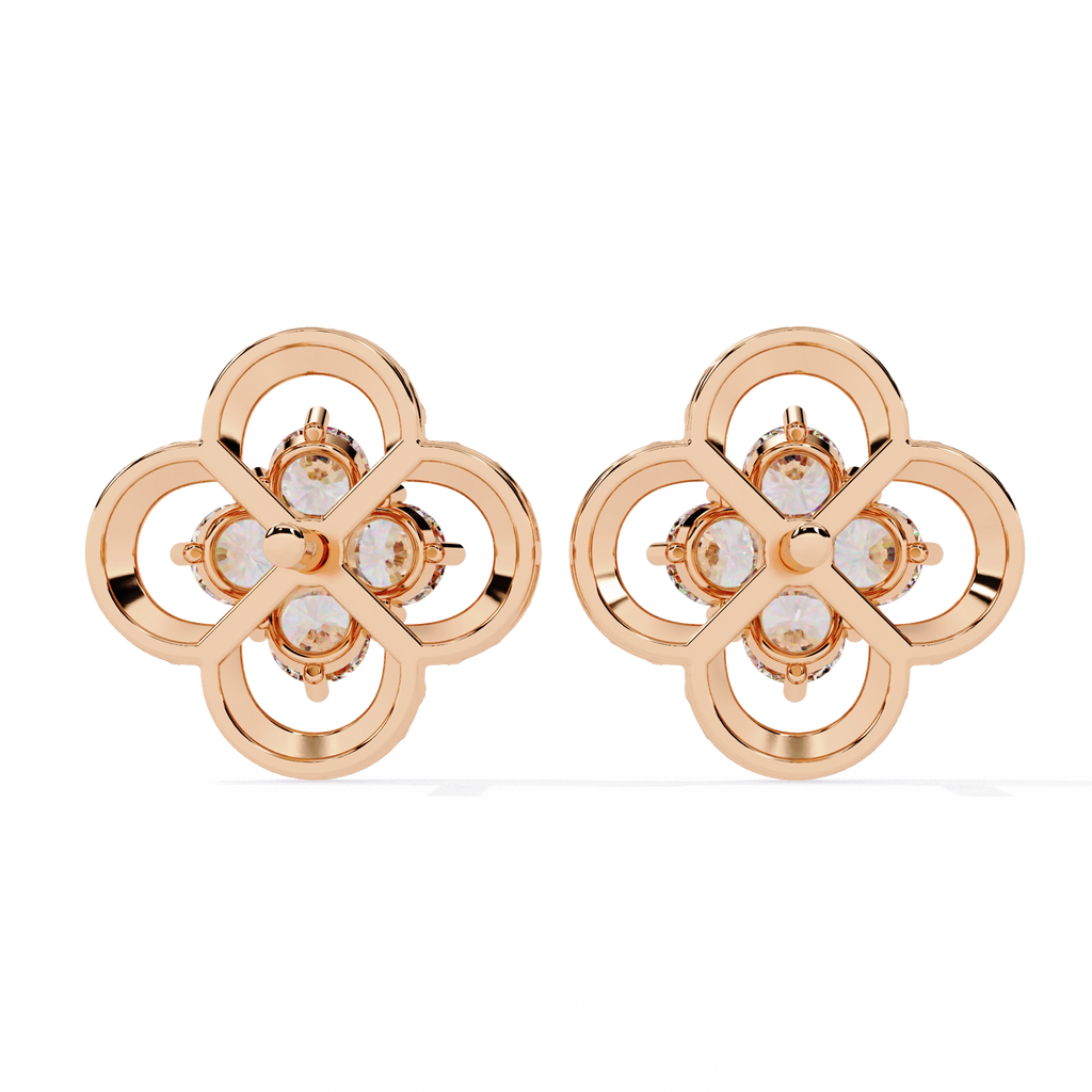 Floral Diamond Stud Earrings
