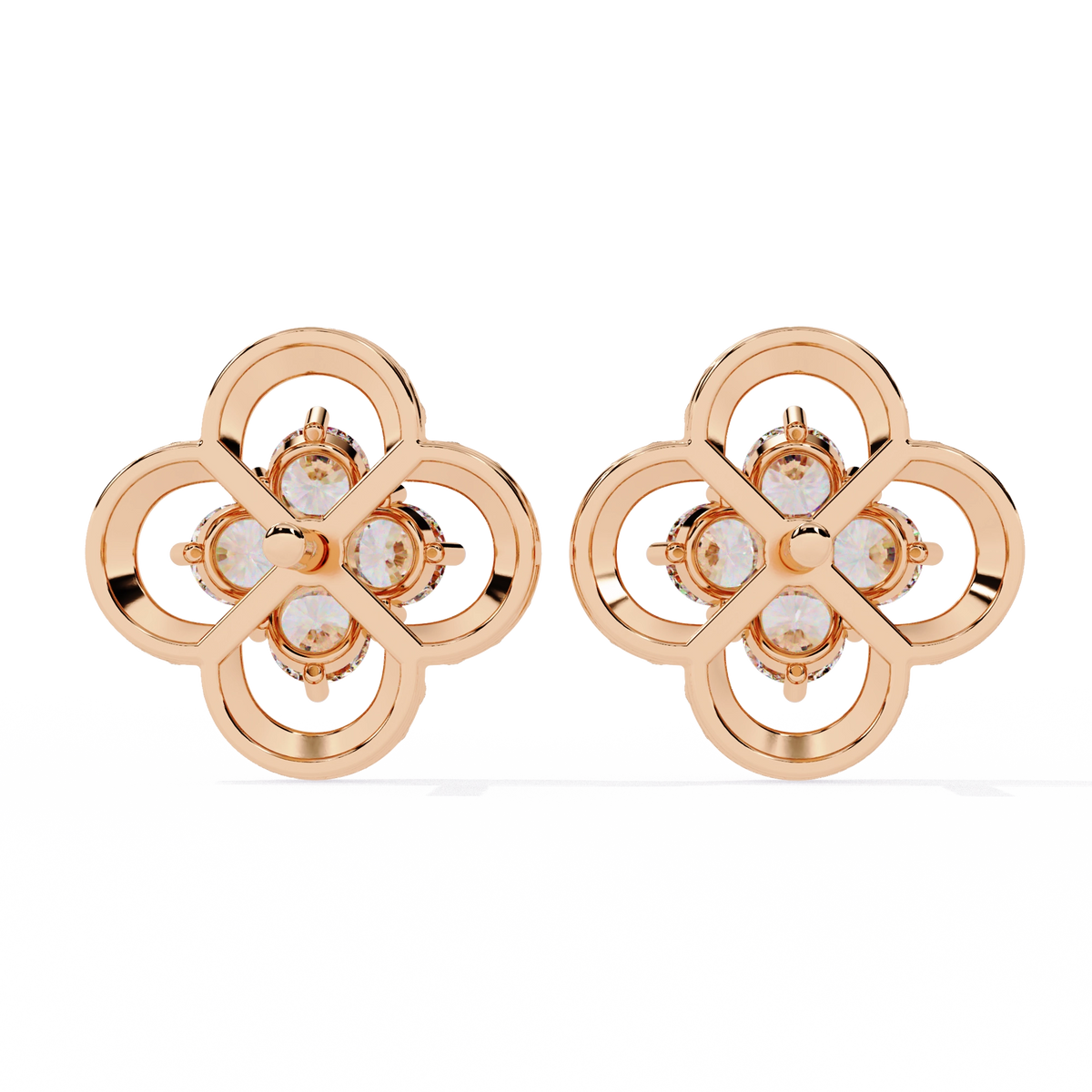 Floral Diamond Stud Earrings