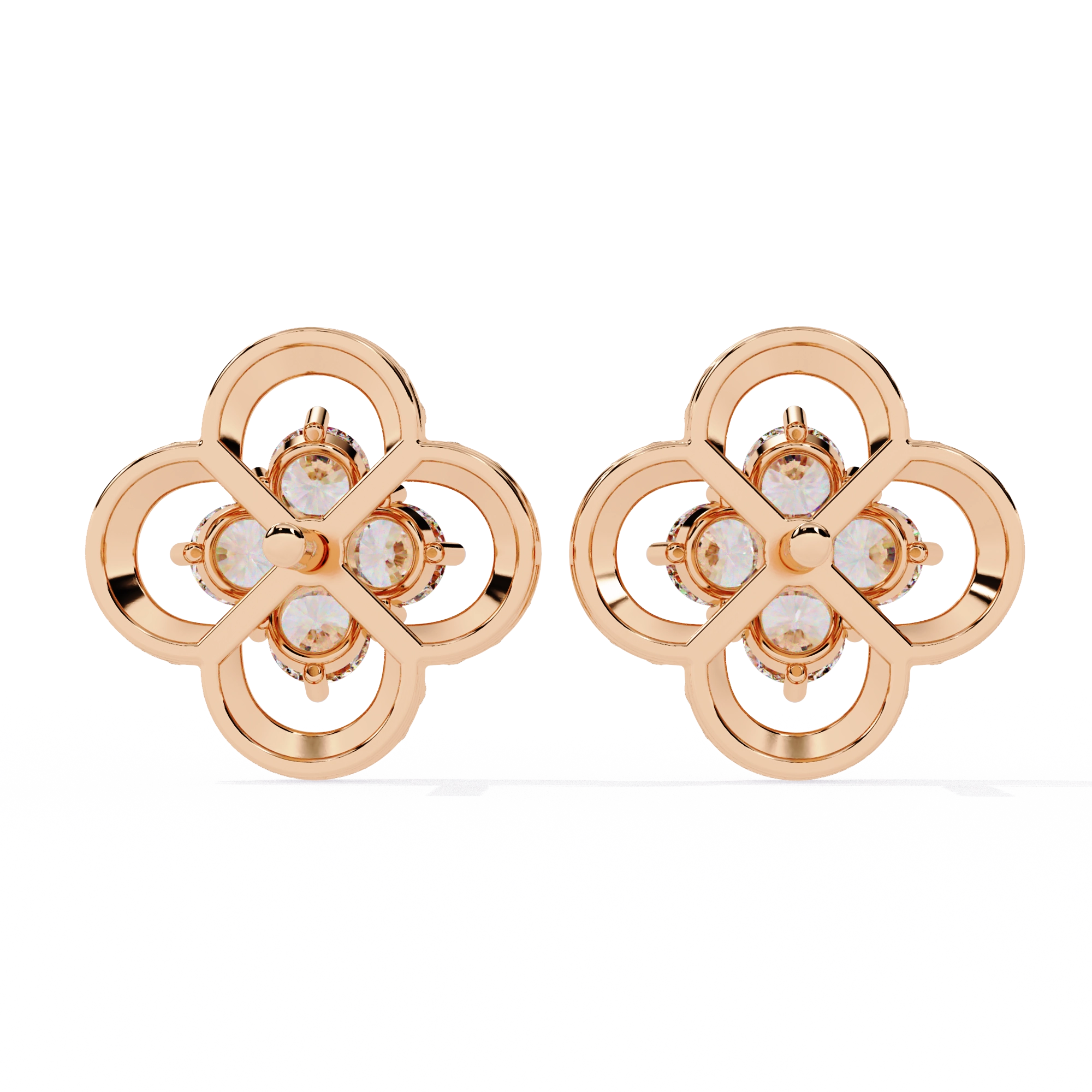 Floral Diamond Stud Earrings