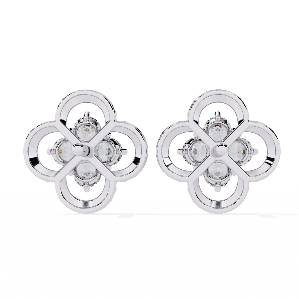 Floral Diamond Stud Earrings