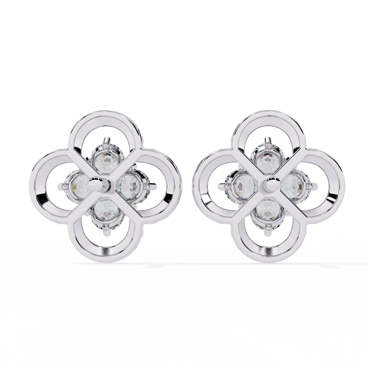 Floral Diamond Stud Earrings