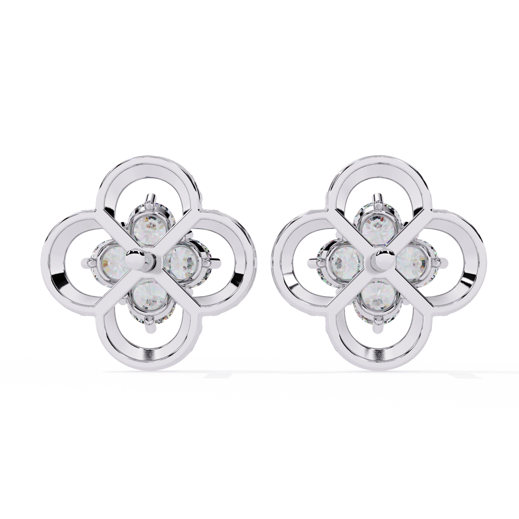 Floral Diamond Stud Earrings