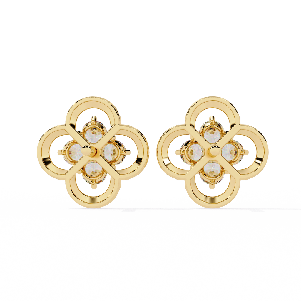 Floral Diamond Stud Earrings