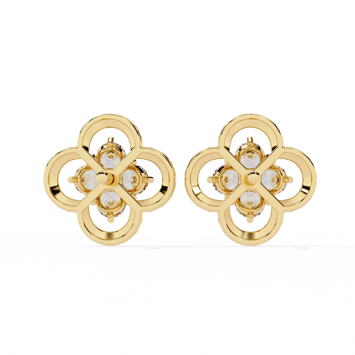 Floral Diamond Stud Earrings