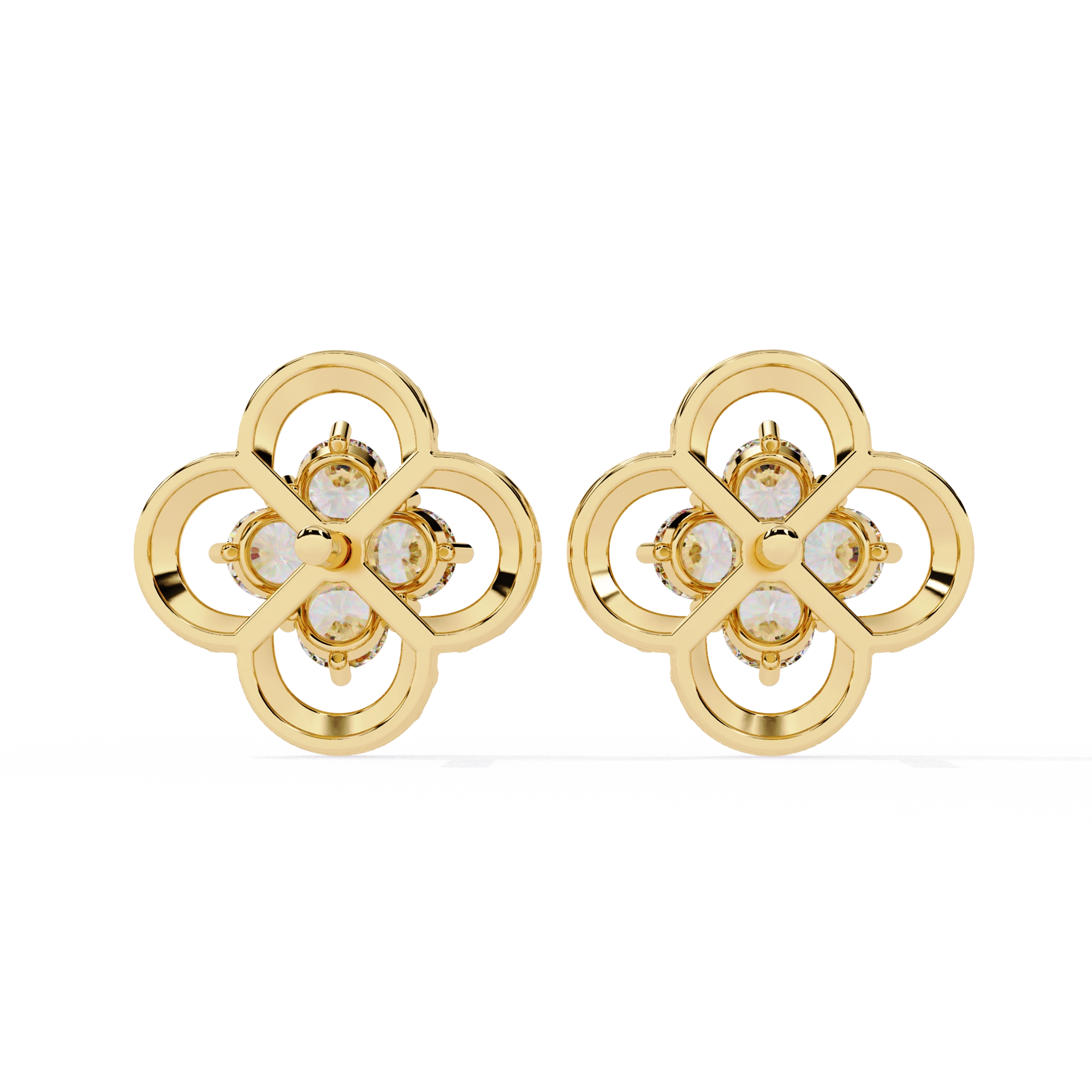 Floral Diamond Stud Earrings