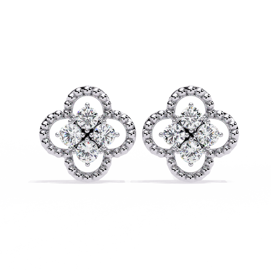Floral Diamond Stud Earrings