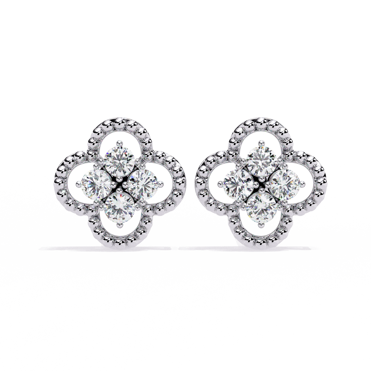 Floral Diamond Stud Earrings