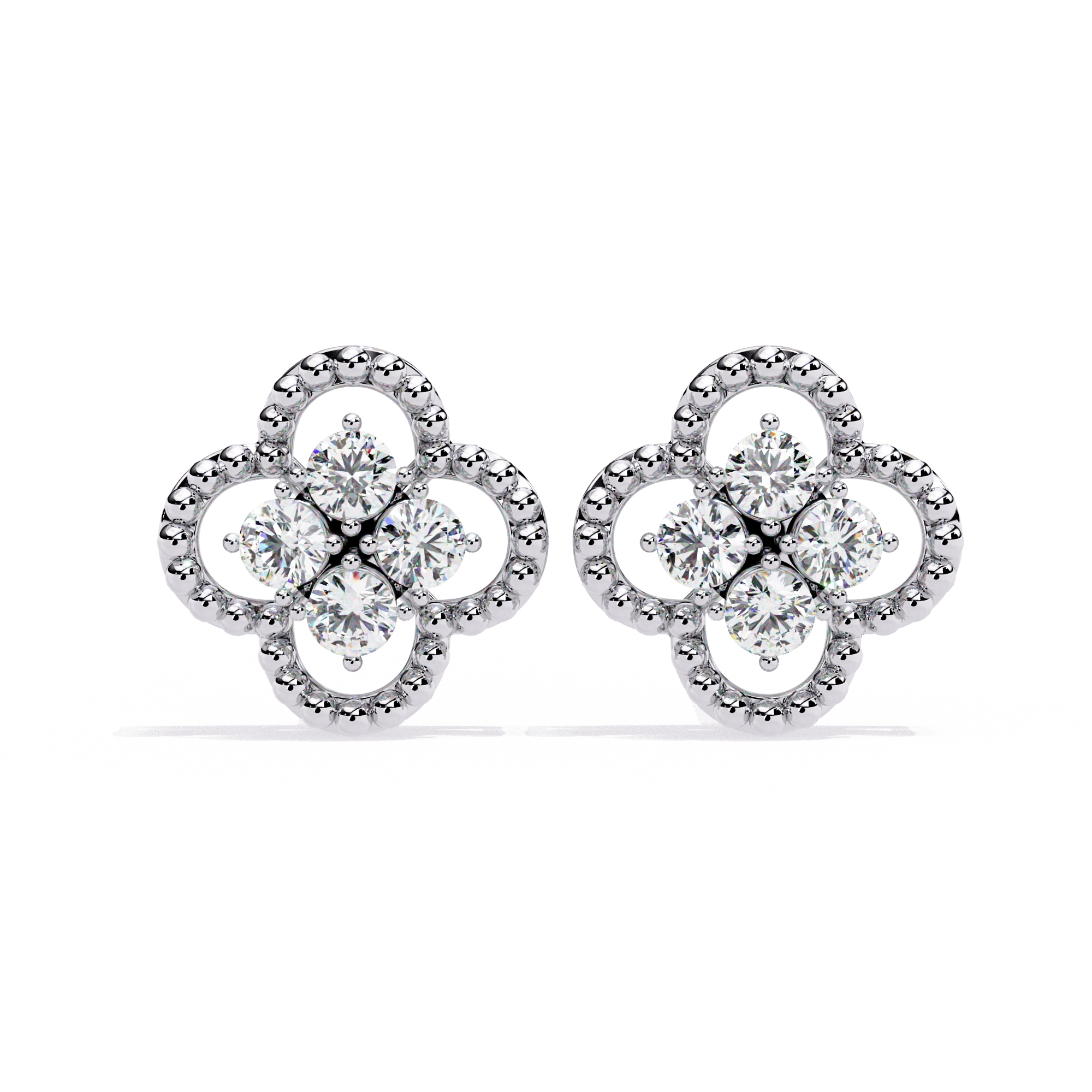 Floral Diamond Stud Earrings