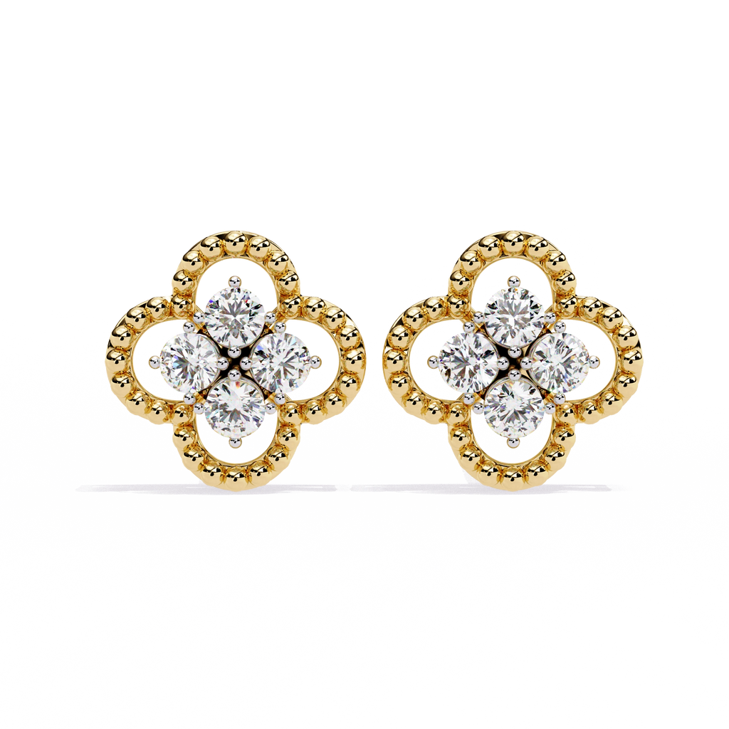 Floral Diamond Stud Earrings