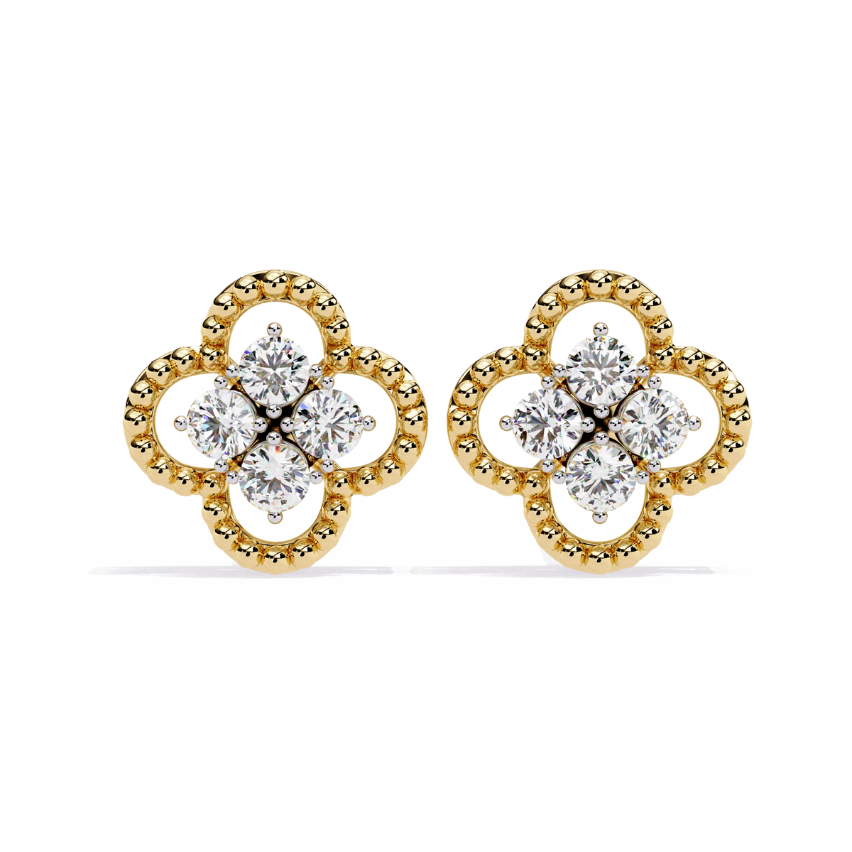 Floral Diamond Stud Earrings