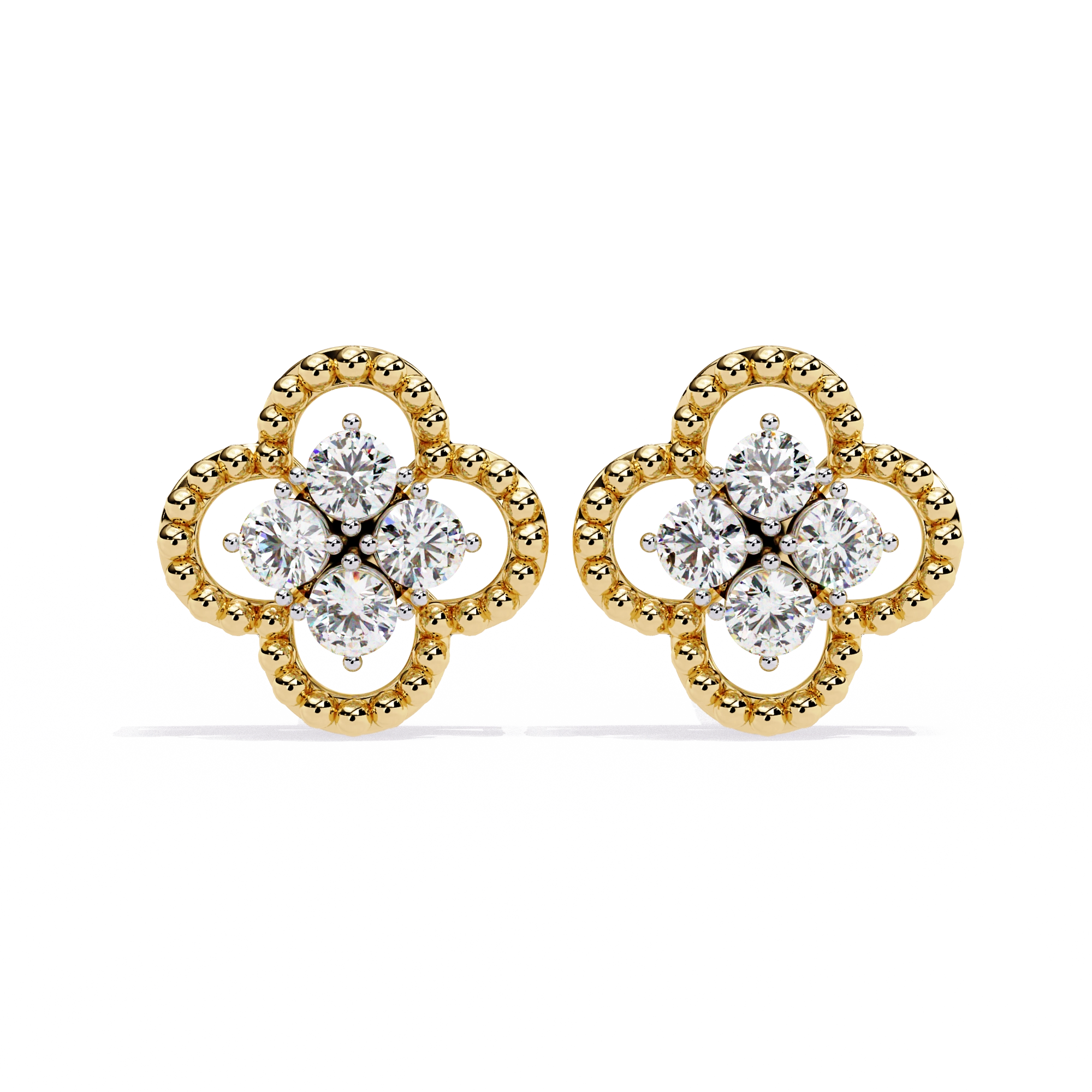 Floral Diamond Stud Earrings