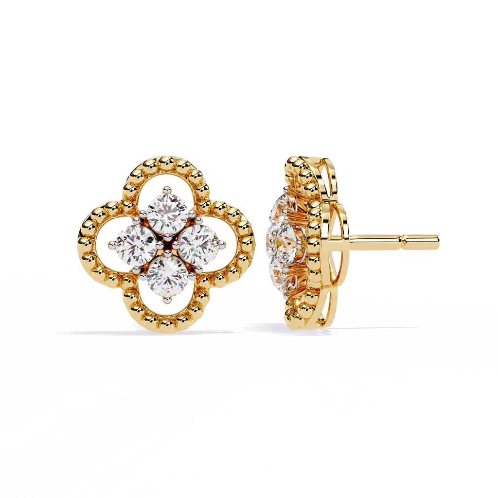 Floral Diamond Stud Earrings