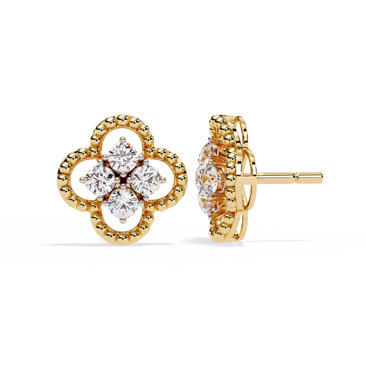 Floral Diamond Stud Earrings