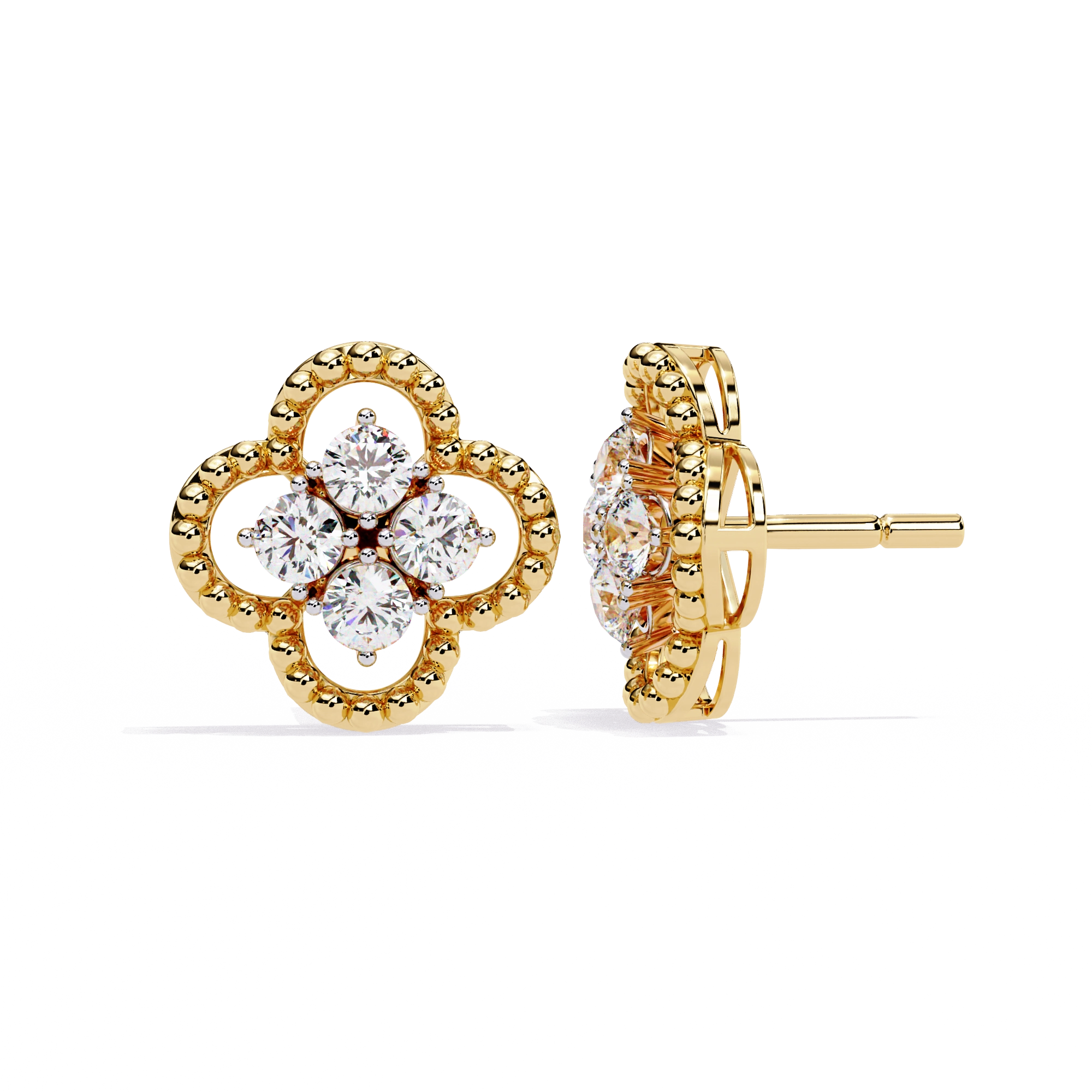 Floral Diamond Stud Earrings