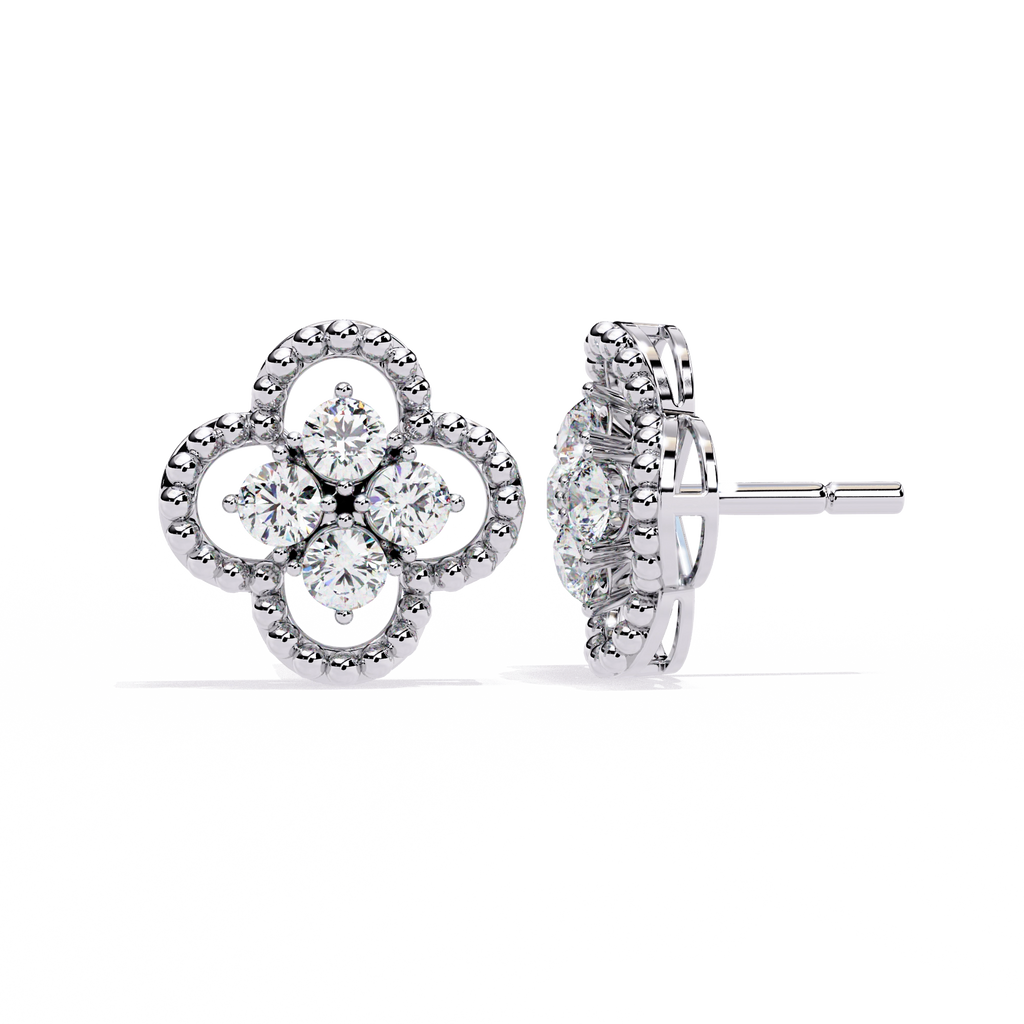 Floral Diamond Stud Earrings