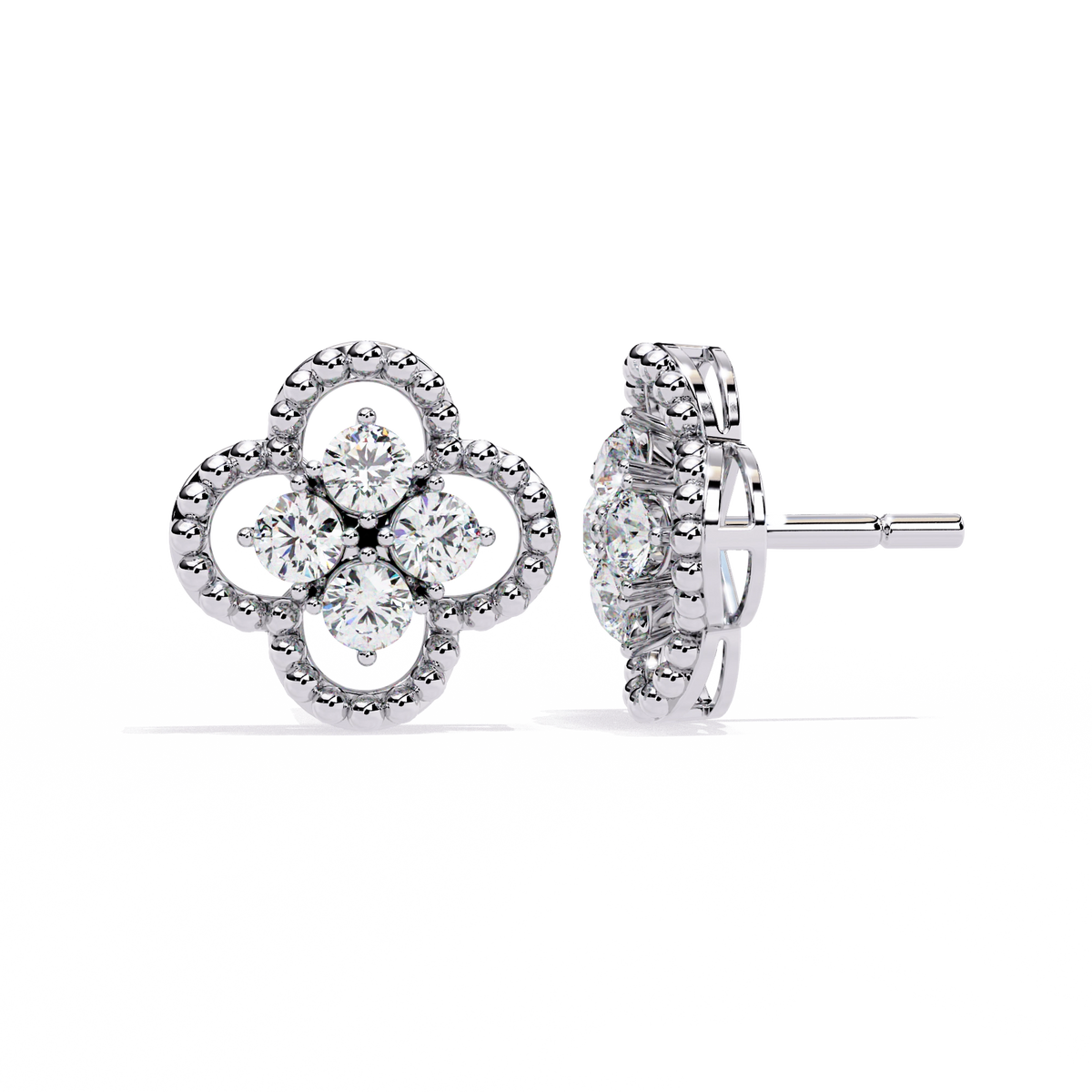 Floral Diamond Stud Earrings