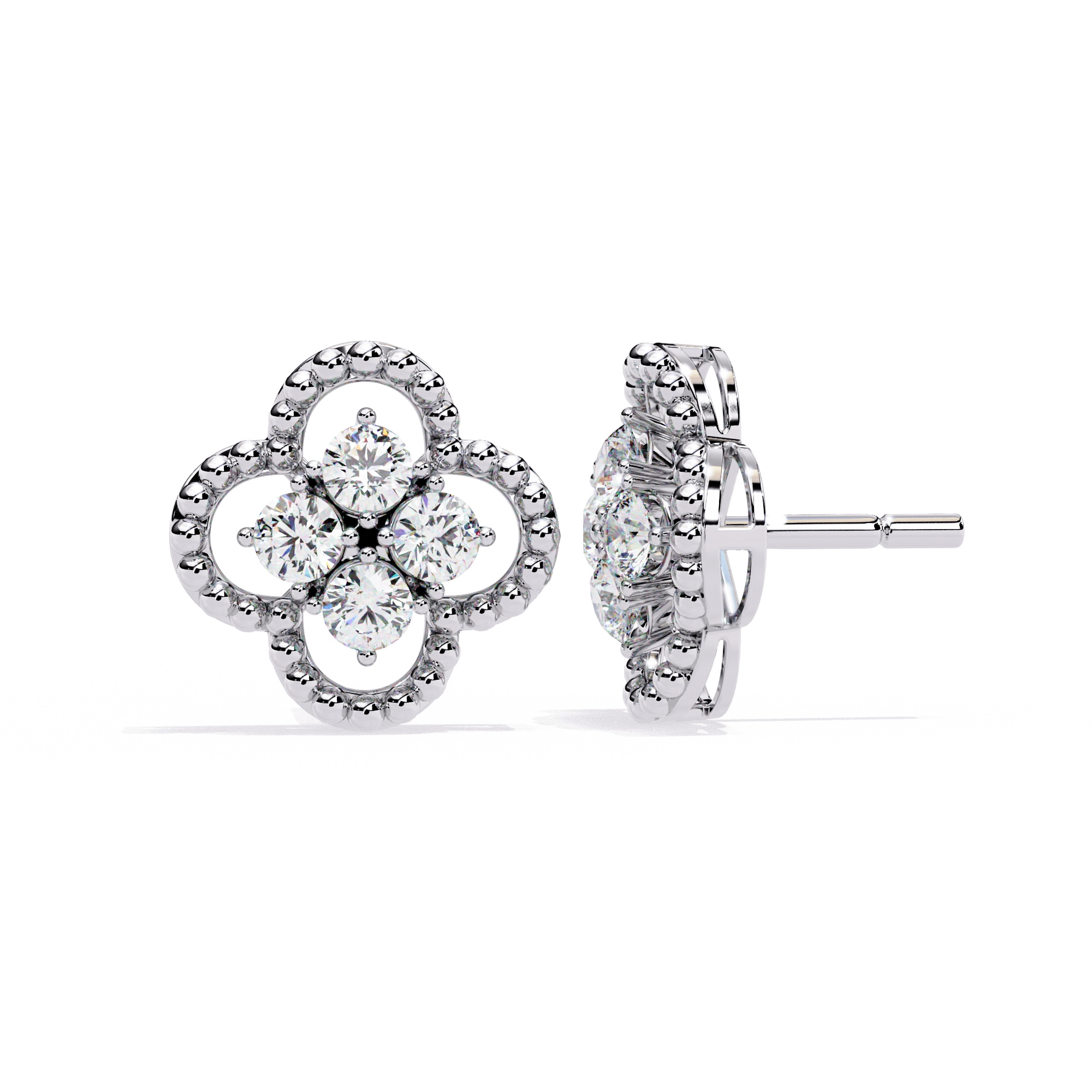 Floral Diamond Stud Earrings