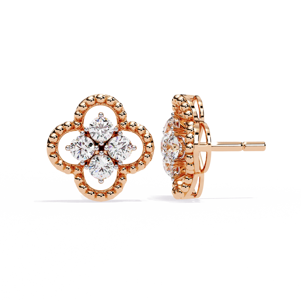 Floral Diamond Stud Earrings