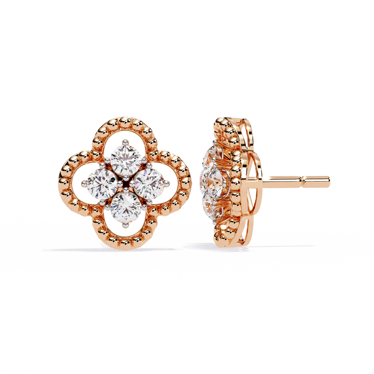 Floral Diamond Stud Earrings