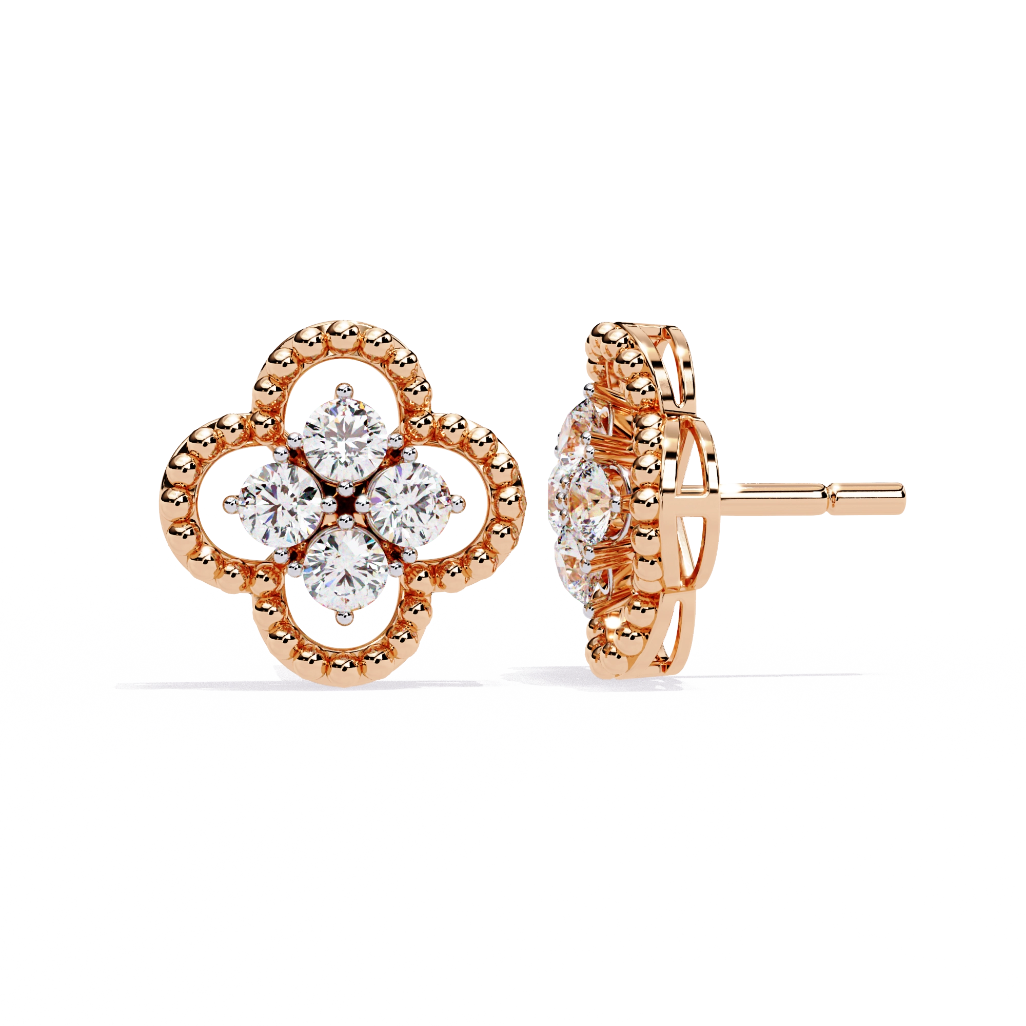 Floral Diamond Stud Earrings