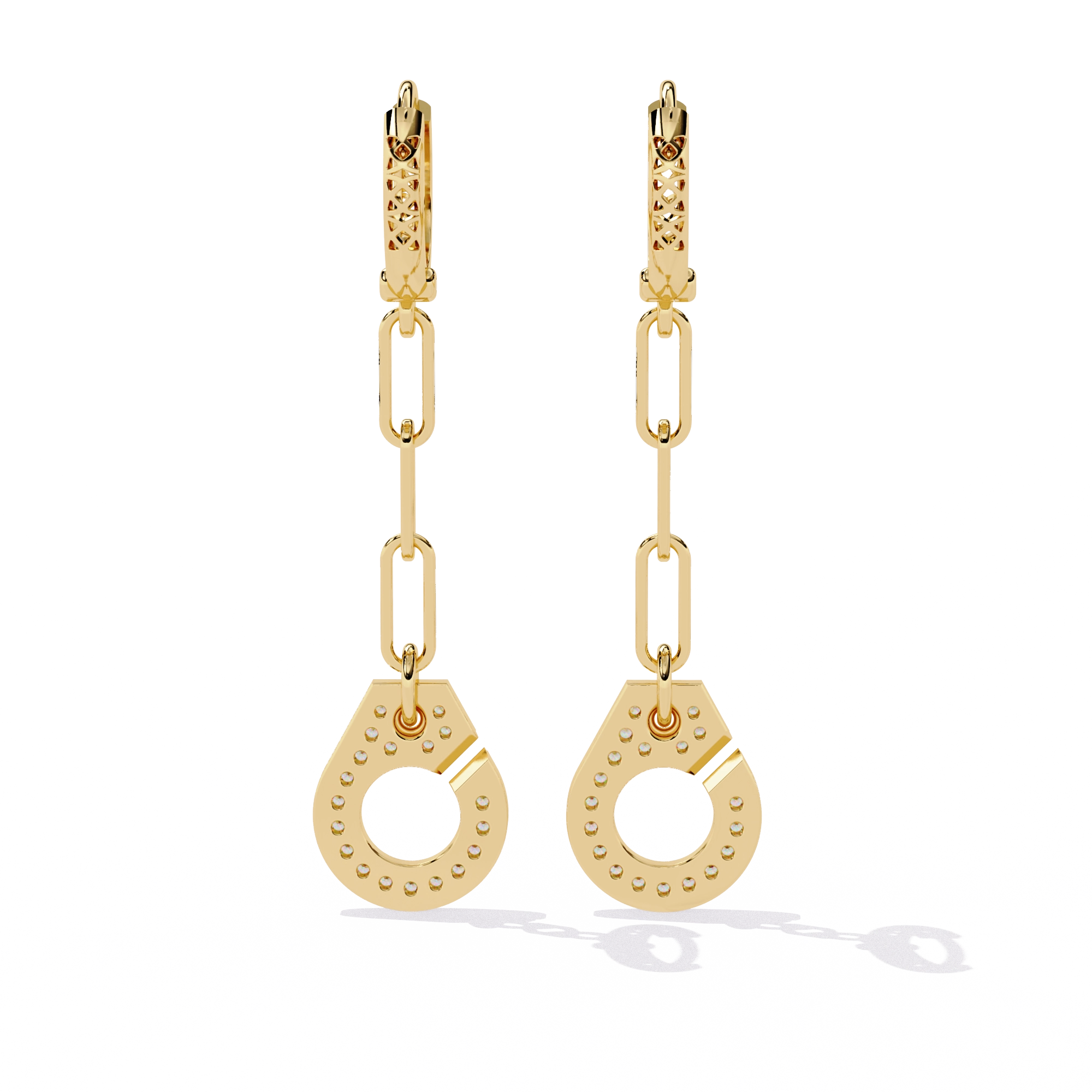 Diamond Link Drop Earrings
