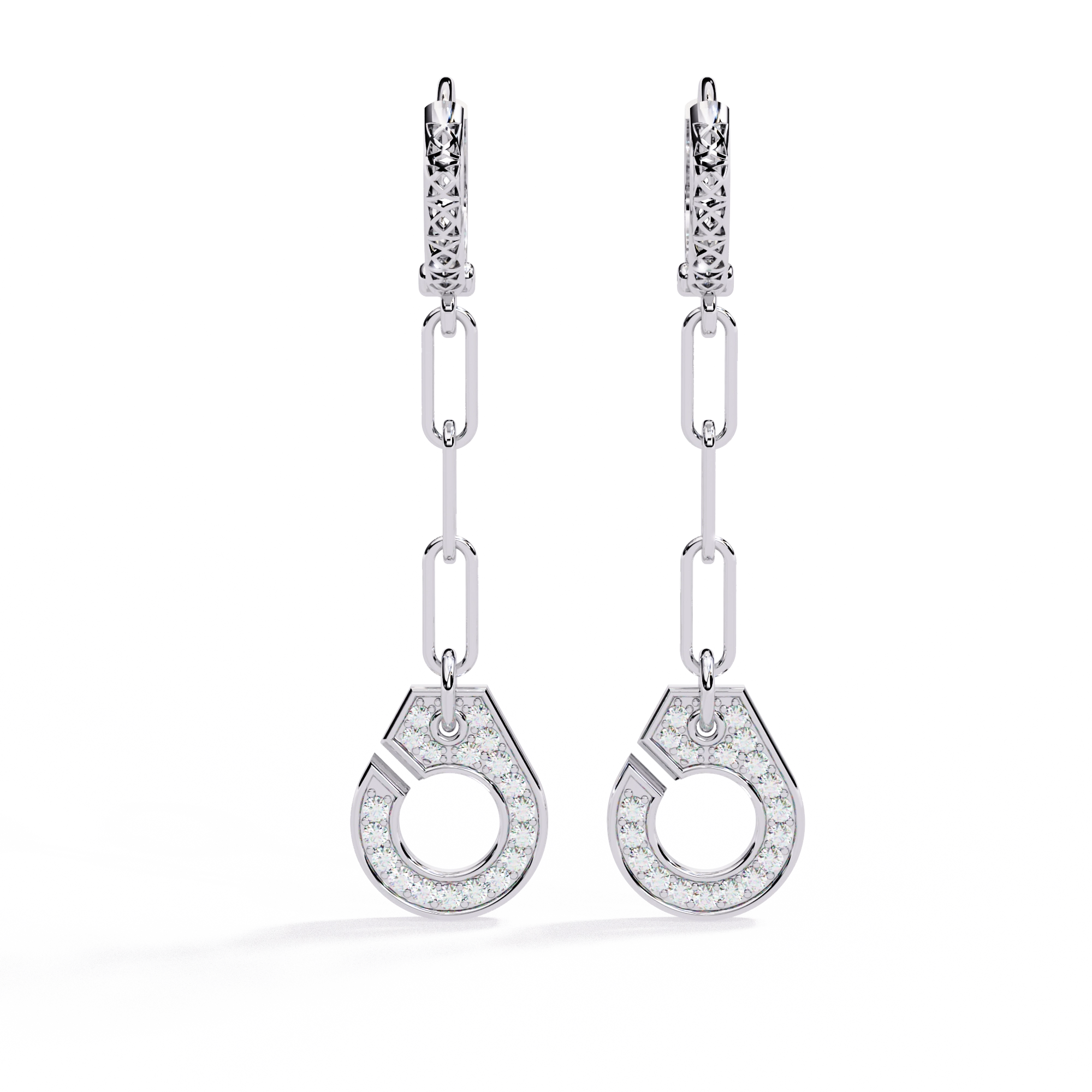 Diamond Link Drop Earrings